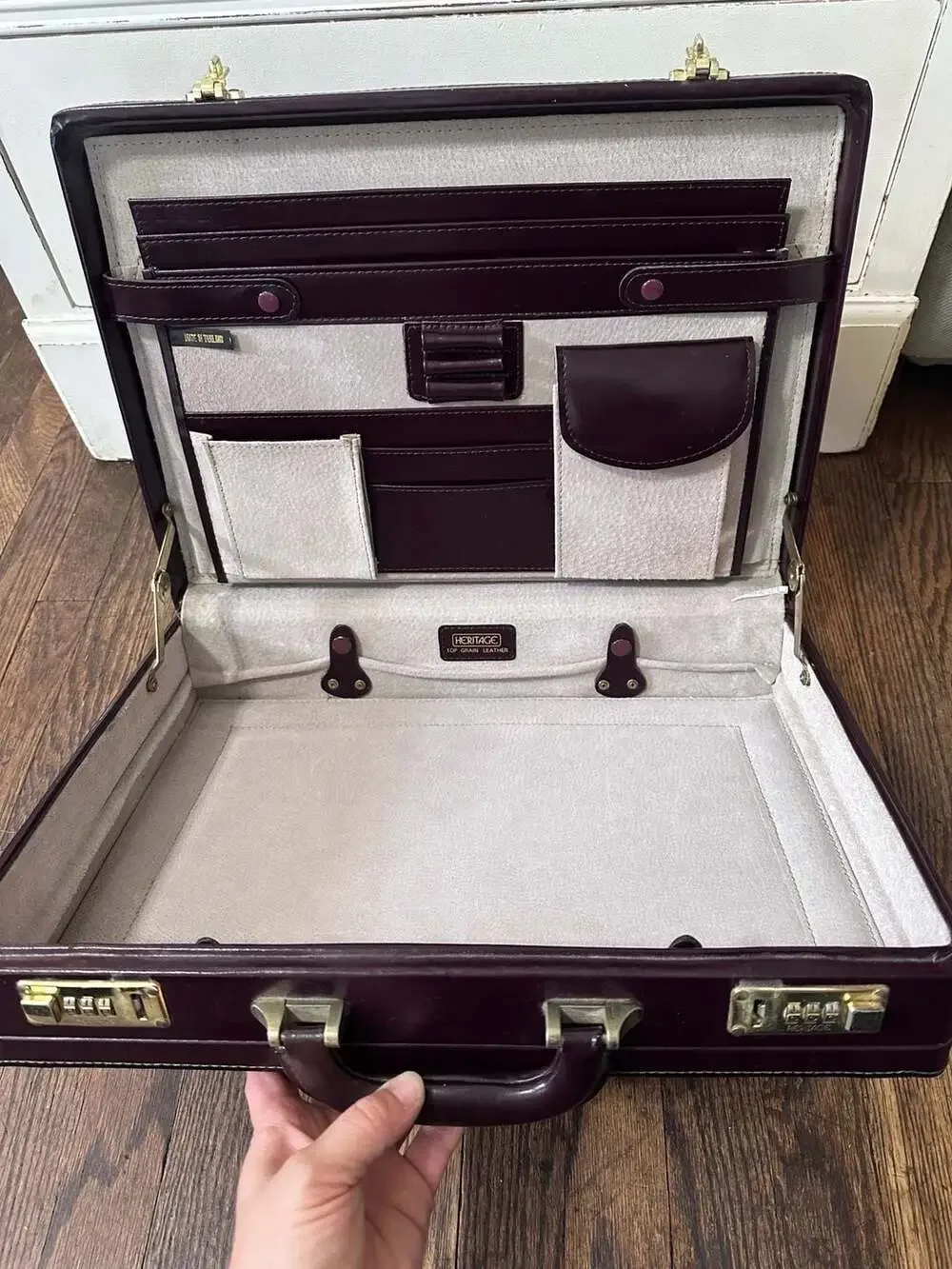 Vintage Heritage Top Grain Leather Hard Shell Briefcase in Burgundy